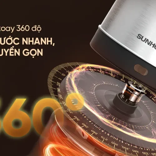 Ấm siêu tốc SUNHOUSE SHD1182GT với đế xoay 360 độ cận cảnh