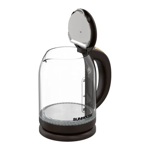 Ấm siêu tốc SUNHOUSE SHD1212 chụp góc nghiêng bên phải với nắp mở