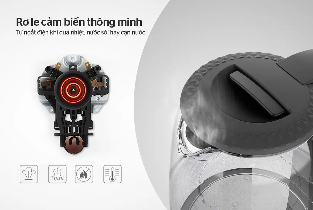 Ấm siêu tốc SUNHOUSE SHD1215B - 1.8 lít, Thủy tinh - Ảnh 4