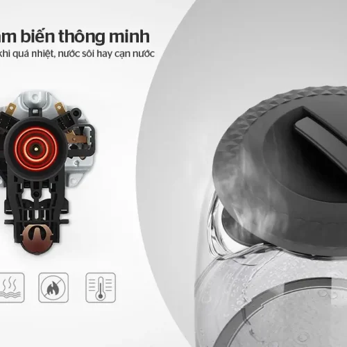 Ấm siêu tốc SUNHOUSE SHD1215B với rơ le cảm biến thông minh và phần nắp