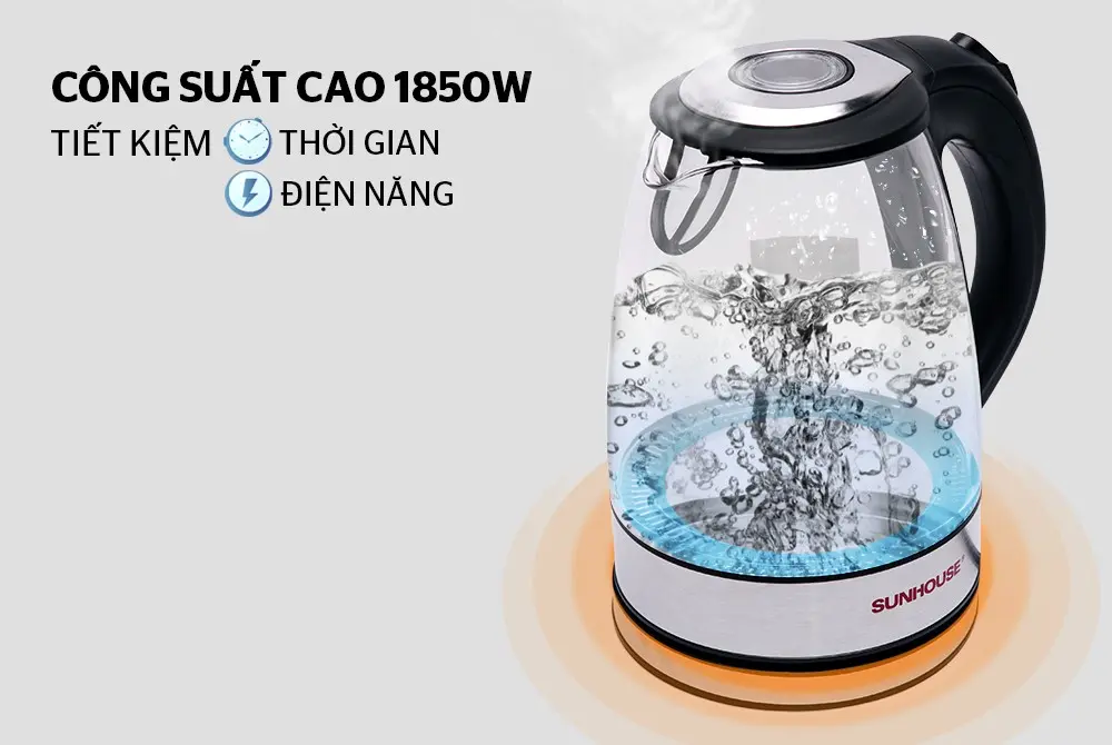 Ấm siêu tốc SUNHOUSE SHD1217 - 1.7 lít, Thủy tinh - Ảnh 5
