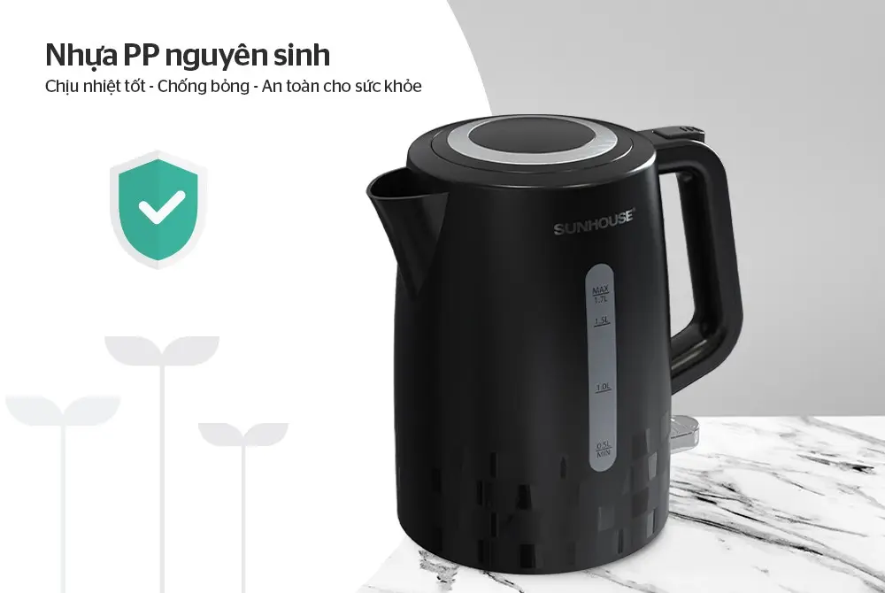 Ấm siêu tốc SUNHOUSE SHD1306 nhựa PP nguyên sinh 1,7 lít
