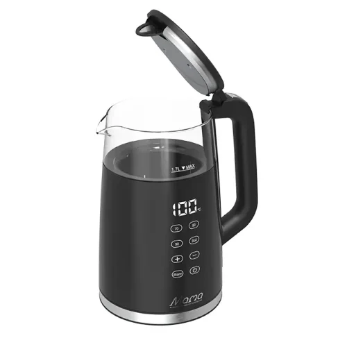 Ấm siêu tốc SUNHOUSE SHD1333 góc nghiêng mặt trước, nắp mở