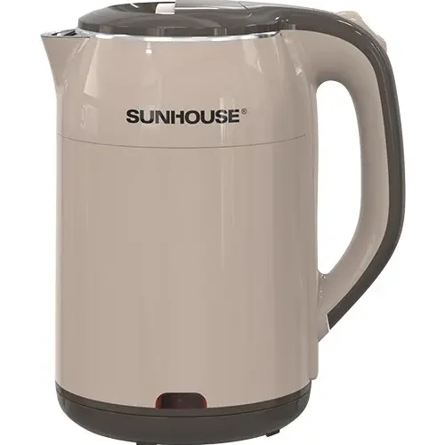 Ấm siêu tốc SUNHOUSE SHD1359 màu kem, thân 2 lớp và tay cầm màu nâu