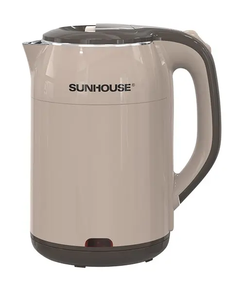 Ấm siêu tốc SUNHOUSE SHD1359 màu kem, thân 2 lớp và tay cầm màu nâu
