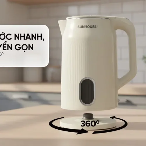 Ấm siêu tốc SUNHOUSE SHD1365 cùng đế xoay 360 độ, góc nghiêng mặt trước
