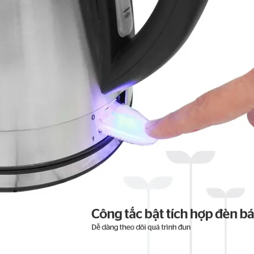 Ấm siêu tốc SUNHOUSE SHD1370 cận cảnh công tắc bật tích hợp đèn báo