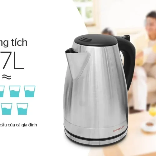 Ấm siêu tốc SUNHOUSE SHD1370 dung tích 1,7 lít đáp ứng nhu cầu gia đình