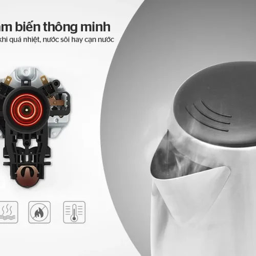 Ấm siêu tốc SUNHOUSE SHD1370 cận cảnh rơ le cảm biến và thân ấm