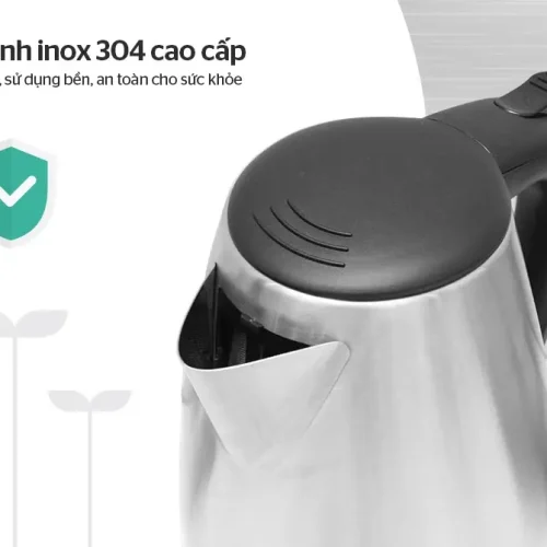 Ấm siêu tốc SUNHOUSE SHD1370 cận cảnh thân ấm, nắp và tay cầm