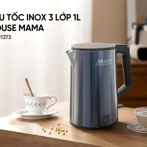 Ấm siêu tốc SUNHOUSE SHD1373 inox 3 lớp 1 lít đặt trên bàn bếp