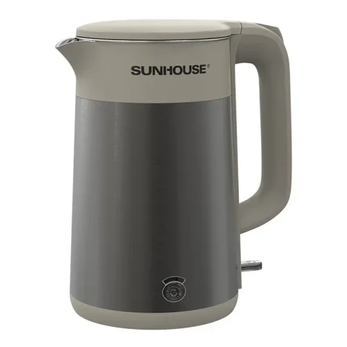 Ấm siêu tốc SUNHOUSE SHD1376 mặt trước, vỏ inox và tay cầm màu kem