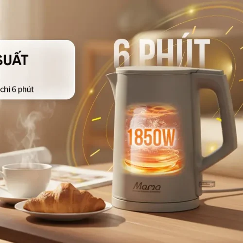Ấm siêu tốc SUNHOUSE SHD1379 chụp góc nghiêng với vòi rót và tay cầm