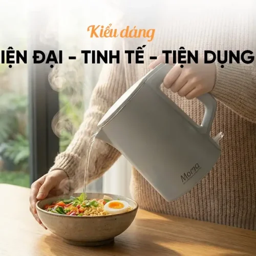 Ấm siêu tốc SUNHOUSE SHD1379 màu xám rót nước vào tô mì