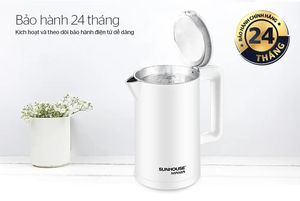 Ấm siêu tốc SUNHOUSE SHD1386W - 1.7 lít, Inox, 2 lớp - Ảnh 4
