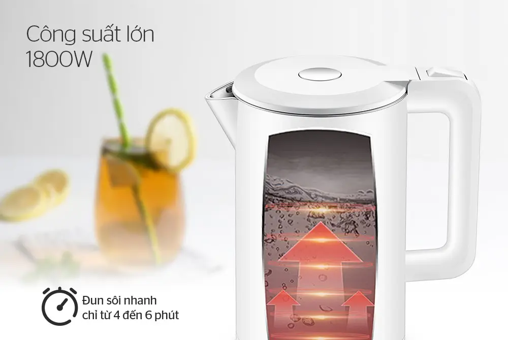 Ấm siêu tốc SUNHOUSE SHD1386W - 1.7 lít, Inox, 2 lớp - Ảnh 8