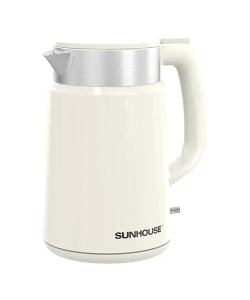 Ấm siêu tốc SUNHOUSE SHD1387 màu trắng, viền inox và tay cầm bên phải