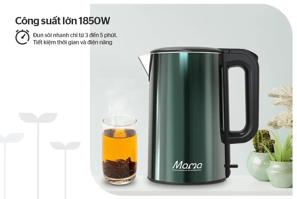 Ấm siêu tốc SUNHOUSE SHD1389 - 1.8 lít, Inox, 3 lớp - Ảnh 8