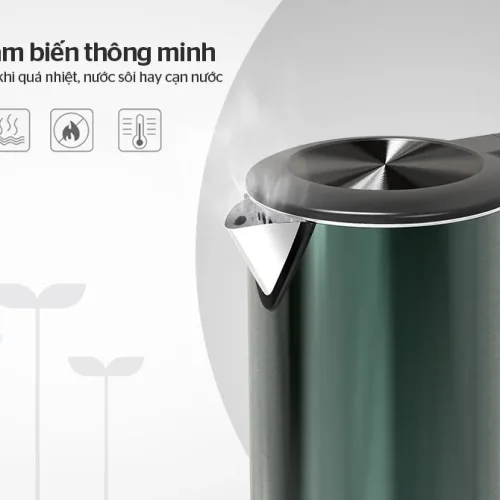 Ấm siêu tốc SUNHOUSE SHD1389 góc nghiêng cận cảnh nắp và tay cầm