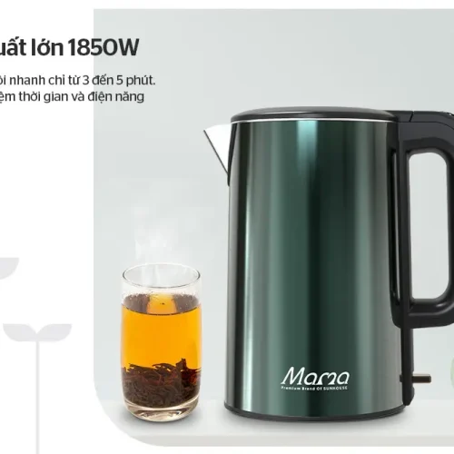 Ấm siêu tốc SUNHOUSE SHD1389 góc nghiêng với thân, vòi rót và tay cầm