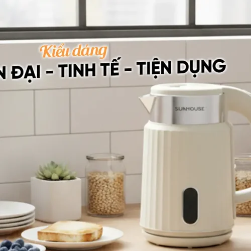 Ấm siêu tốc SUNHOUSE SHD1393 2 lít kiểu dáng hiện đại trên bàn bếp