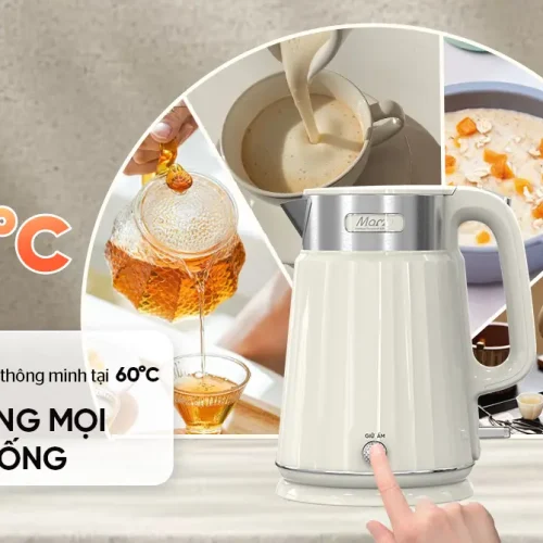 Ấm siêu tốc SUNHOUSE SHD1395 mặt trước với nút giữ ấm 60°C