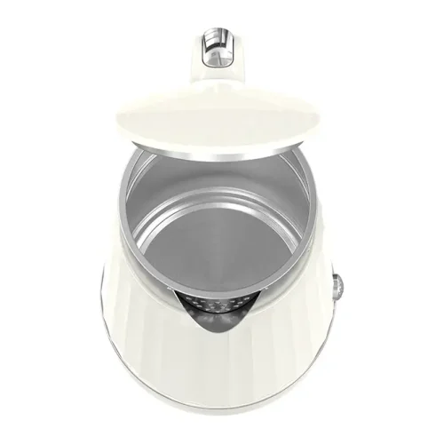 Ấm siêu tốc SUNHOUSE SHD1395 chụp từ trên, mở nắp và thấy lòng ấm