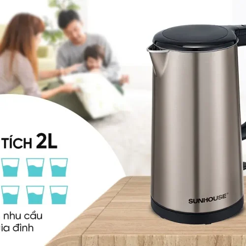 Ấm siêu tốc SUNHOUSE SHD1396 inox 2 lớp dung tích 2 lít