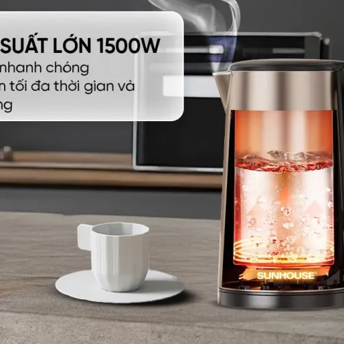 Ấm siêu tốc SUNHOUSE SHD1396 toàn bộ thân ấm và tay cầm góc nghiêng
