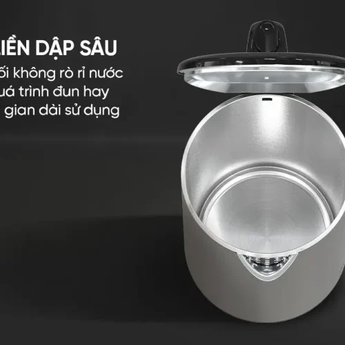 Ấm siêu tốc SUNHOUSE SHD1396 chụp từ trên với lòng ấm và nắp mở