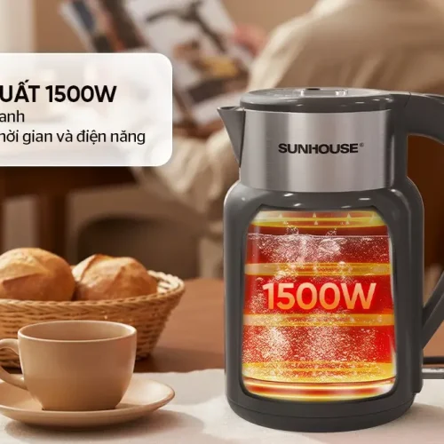 Ấm siêu tốc SUNHOUSE SHD1397 công suất 1500W trên bàn ăn