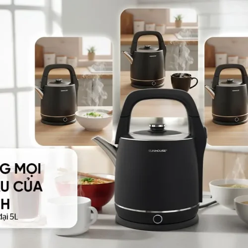 Ấm siêu tốc SUNHOUSE SHD1415 màu đen, góc chụp mặt trước