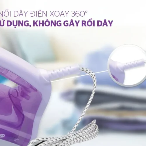 Bàn ủi hơi nước SUNHOUSE SHD2063P cận cảnh khớp nối dây điện xoay