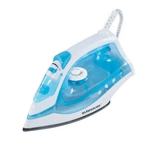 Bàn ủi hơi nước SUNHOUSE SHD2065 1600W thân màu xanh chụp góc nghiêng