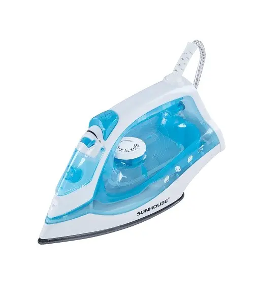 Bàn ủi hơi nước SUNHOUSE SHD2065 1600W thân màu xanh chụp góc nghiêng