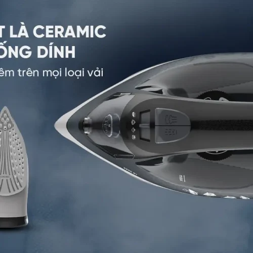Bàn ủi hơi nước SUNHOUSE SHD2069 nhìn từ trên với mặt đế ceramic