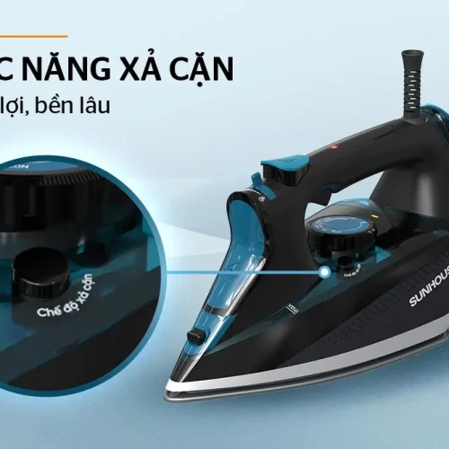 Bàn ủi hơi nước SUNHOUSE SHD2071 với núm điều chỉnh chế độ xả cặn