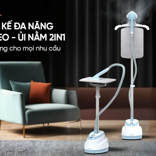 Bàn ủi hơi nước SUNHOUSE SHD2109 ở tư thế ủi treo và ủi nằm