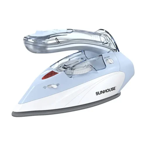 Bàn ủi hơi nước SUNHOUSE SHD2171 góc nghiêng bên phải với nắp bình nước mở