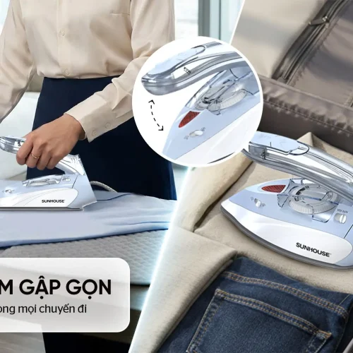Bàn ủi hơi nước SUNHOUSE SHD2171 với tay cầm gập gọn khi sử dụng và cất giữ