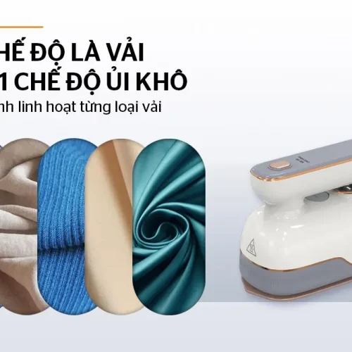 Bàn ủi hơi nước SUNHOUSE SHD2174 cùng minh họa 5 chế độ là vải và ủi khô