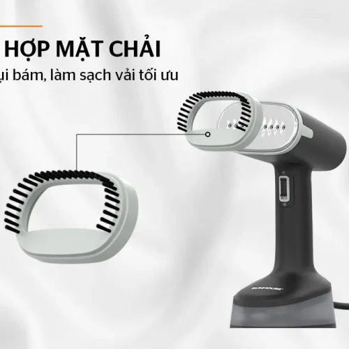 Bàn ủi hơi nước SUNHOUSE SHD2177 cận cảnh mặt chải tích hợp