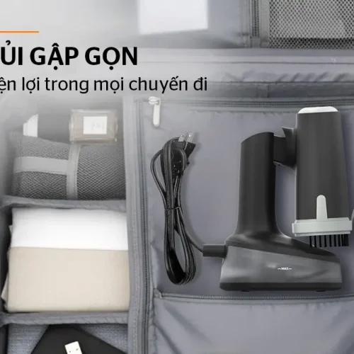 Bàn ủi hơi nước SUNHOUSE SHD2177 cầm tay và dây nguồn trong vali