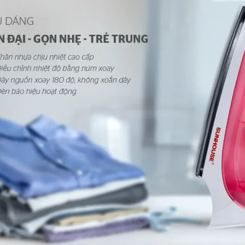 Bàn ủi khô SUNHOUSE SHD1072 màu hồng chụp mặt bên phải