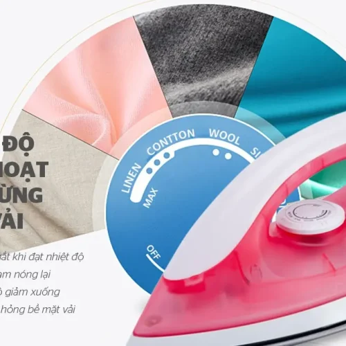 Bàn ủi khô SUNHOUSE SHD1072 với núm chỉnh nhiệt độ và tay cầm màu hồng