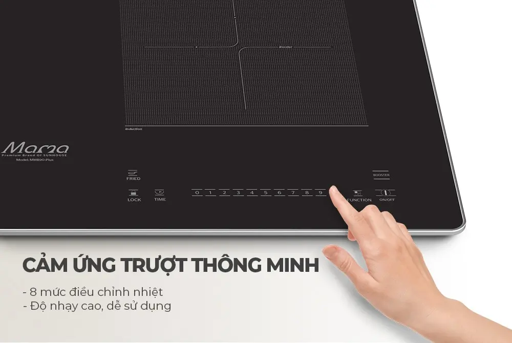 Bảng điều khiển cảm ứng trượt của bếp điện từ đôi SUNHOUSE MMB90-PLUS