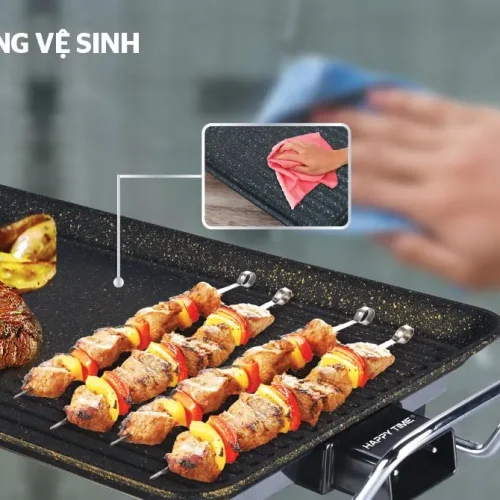 Mặt bếp nướng chống dính của bếp nướng điện SUNHOUSE HTD4606 1500W dễ lau chùi