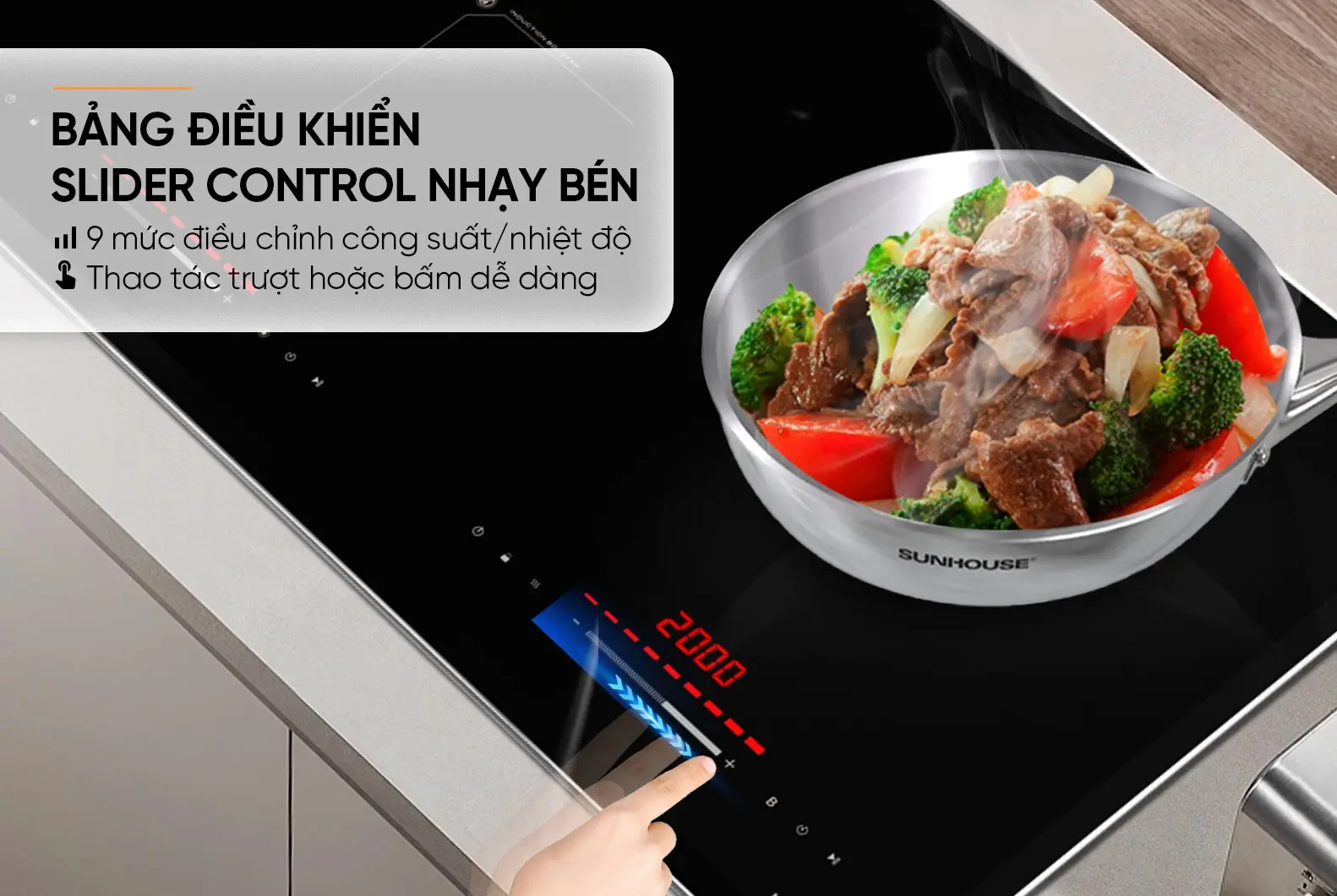 Bếp điện từ đôi 2 loại SUNHOUSE MMB568-EI - 2200W/2200W, Cảm ứng - Ảnh 9