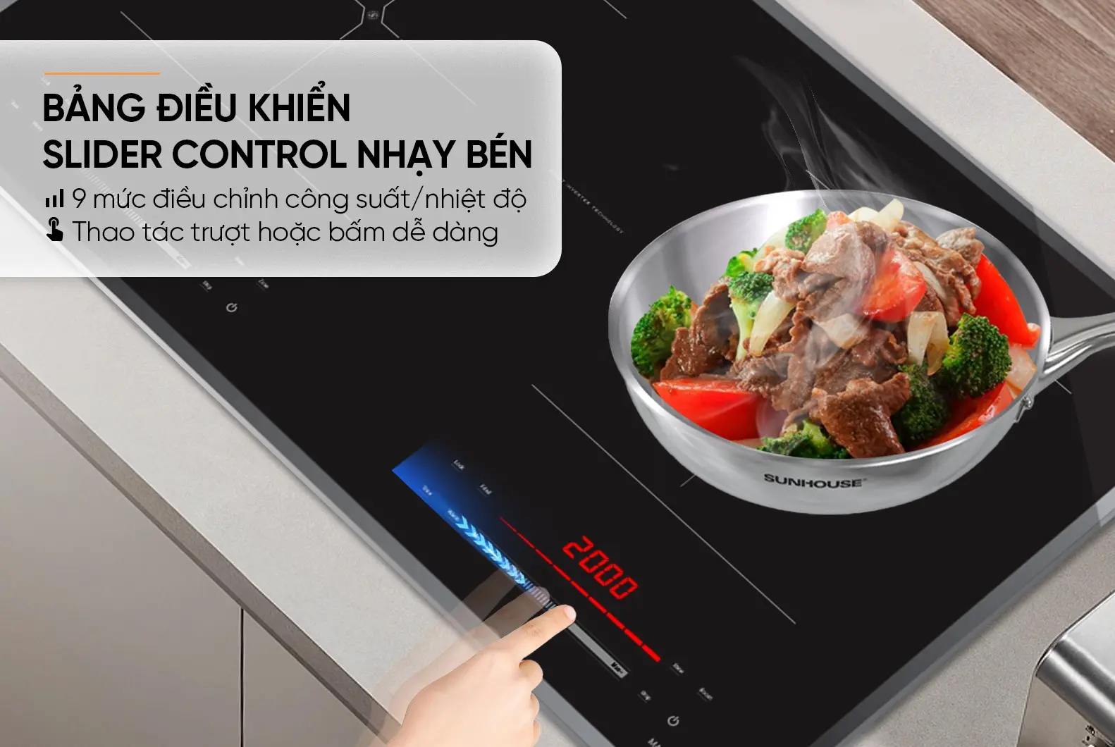 Bếp điện từ đôi 2 loại SUNHOUSE MMB82041-TMD - 2200W/2200W, Cảm ứng - Ảnh 9