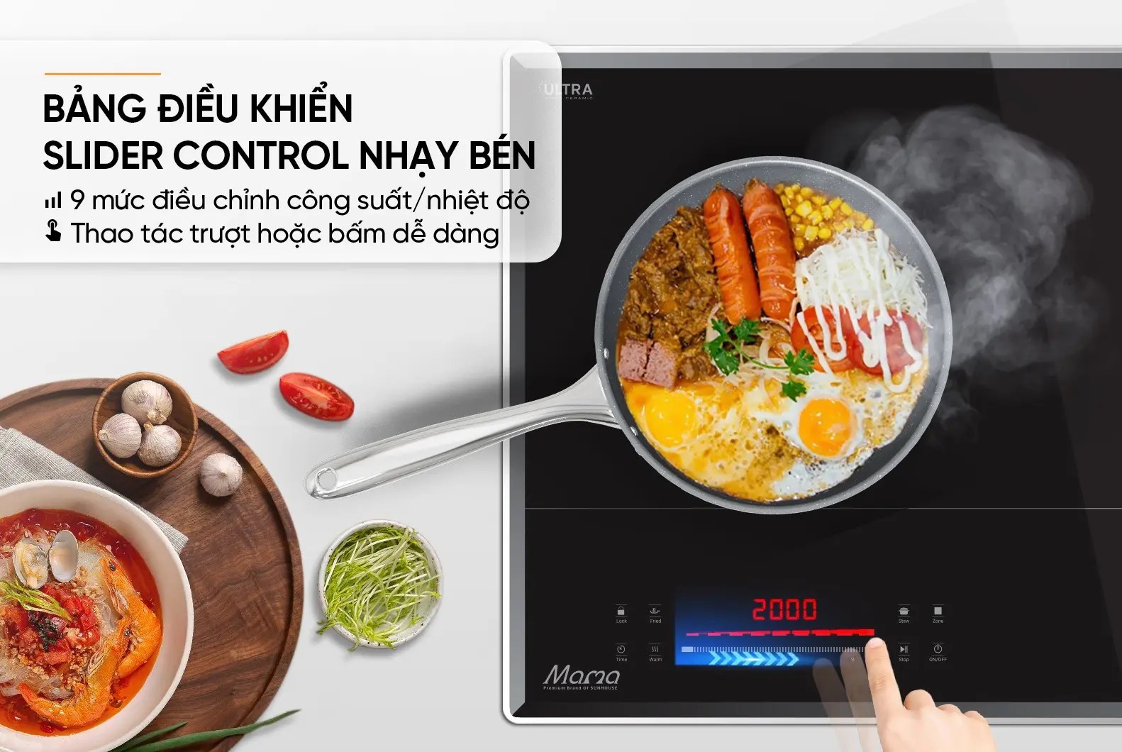 Bếp điện từ đôi 2 loại SUNHOUSE MMB82141-TMC - 2200W/2200W, Cảm ứng - Ảnh 10
